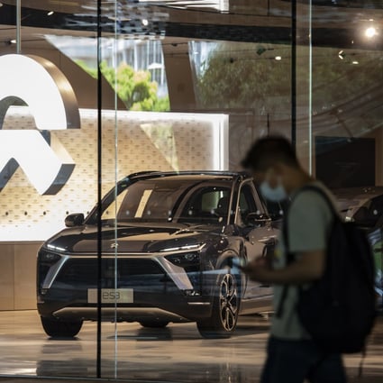 A Nio dealership in Shanghai. The new brand and compact cars marks a shift for Nio, which has targeted the high-end segment with luxury models since its establishment eight years ago. Photo: Bloomberg