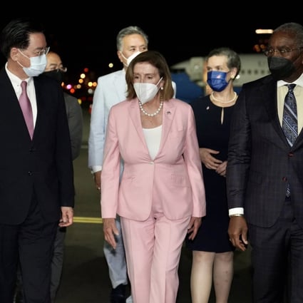 US House Speaker Nancy arrives at Taipei’s Songshan Airport on Tuesday evening. Photo: EPA-EFE/Taiwan Ministry of Foreign Affairs