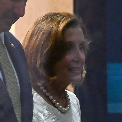 Speaker of the US House Nancy Pelosi leaves a reception organised by the American Chamber of Commerce in Singapore on Monday. Photo: AFP