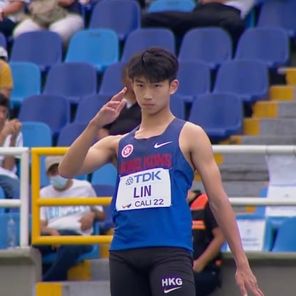 Lin Ming-fu in the finals of the World Athletics U20 Championships in Cali, Colombia. Photo: Screenshot