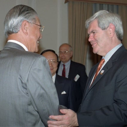 Newt Gingrich pictured with Taiwan’s late president Lee Teng-hui in 1997. Photo: AP 