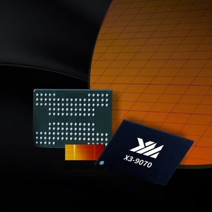 A flash memory chip produced by Yangtze Memory Technologies Co. Photo: Handout