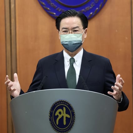 Taiwanese Foreign Minister Joseph Wu speaks at a press conference on Tuesday. Photo: CNA