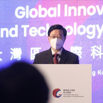 Chief Executive John Lee speaks at the Global Innovation and Technology Summit at Science Park in Sha Tin. Photo: Xiaomei Chen