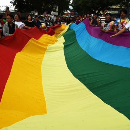 Members of the LGBTQ community at a pride march in Manila calling for the legalisation of same-sex marriage. Photo: AFP