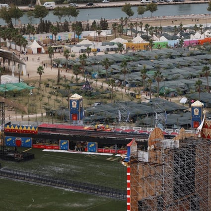 A view shows the Medusa music festival venue where high winds caused part of a stage to collapse, in Cullera, near Valencia, Spain. Photo: Reuters