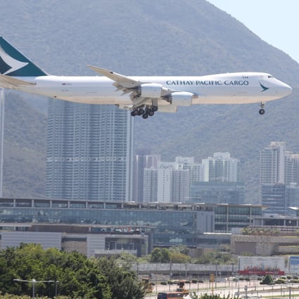 A Cathay Pacific cargo plane lands at Hong Kong International Airport on March 9. The airport is a leader in the handling of perishable cargo, underpinning the strong performance of the city’s logistics real estate sector. Photo: Yik Yeung-man