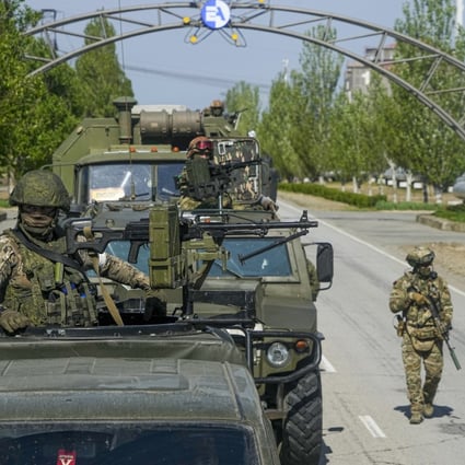 A Russian military convoy travels towards the Zaporizhzhia Nuclear Power Station, in southeastern Ukraine, on May 1. Russia and Ukraine have accused each other of shelling Europe’s largest nuclear power plant, stoking international fears of a catastrophe on the continent. Photo: AP
