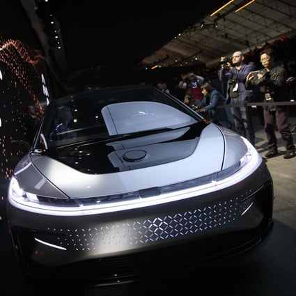 The Faraday Future FF91 electric car is unveiled at the Consumer Electronics Show (CES) in Las Vegas, Nevada, Jan. 3, 2017. Photo: Bloomberg