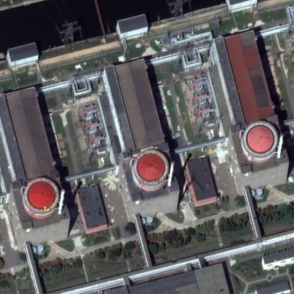 A satellite image on Friday shows six reactors at Ukraine’s Zaporizhzhia nuclear plant, which has been occupied by Russian forces. Image: Maxar Technologies via AP