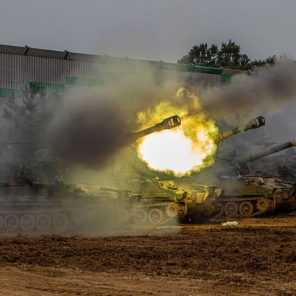 South Korean soldiers conduct an artillery live-fire exercise on Friday ahead of the two-week ‘Ulchi Freedom Shield’ drills with the US. Photo: Yonhap via dpa 
