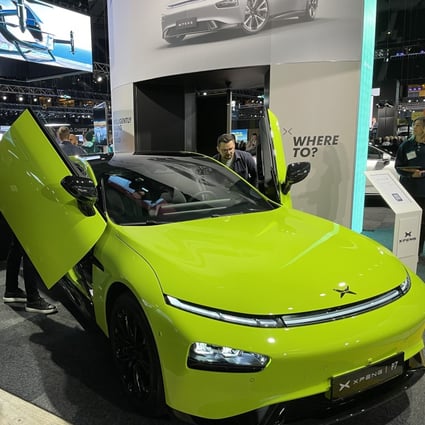 A XPeng EV is displayed at the Swedish eCarExpo 2022 in Stockholm in this file photo from April 29. The carmaker was the best-performing Chinese smart EV maker in the second quarter. Photo: Xinhua