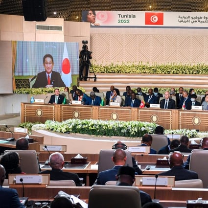 Japanese Prime Minister Fumio Kishida speaks via video link at the Tokyo International Conference on African Development in Tunis. Photo: Reuters