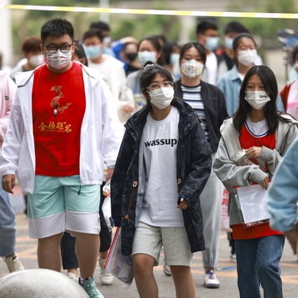 Students leave after their first exam of the National College Entrance Examination (NCEE), known as “gaokao”, in Shenyang, Liaoning province, on June 7, 2022. They are among a cohort of young people in China whose mental health may be affected by the pandemic for some time. Photo: AFP
