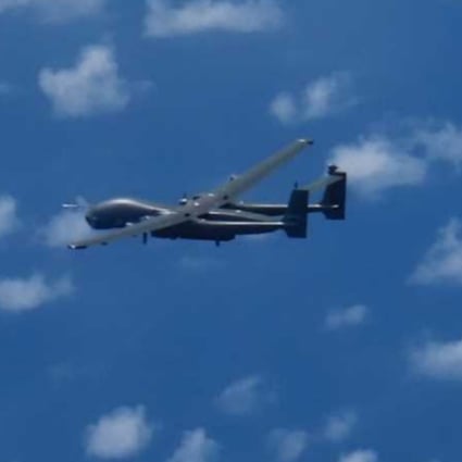 The PLA stepped up its presence around Taiwan, including frequent drone flights in the area. The Japanese Ministry of Defence reported spotting a PLA TB-001 medium-altitude, long-range (MALE) combat and reconnaissance drone, pictured, off Taiwan’s east coast on Tuesday. Photo: Handout