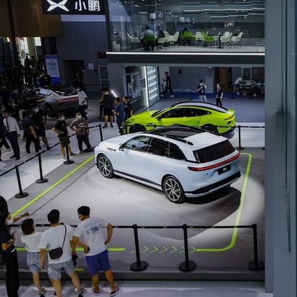 Xpeng Motors cars at the Chengdu Motor Show 2022. As a Chinese company, the carmaker hopes to have “a self-sufficient, self-developed and more localised supply chain”, its vice-chairman says. Photo: Xinhua