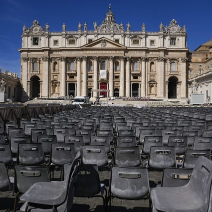 Hundreds of chairs are lined up in St Peter’s Square ahead of Sunday’s beatification ceremony for John Paul I. Photo: AP 
