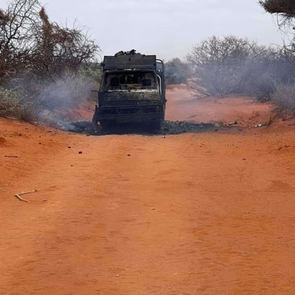 A mobile phone photo shows the scene of an attack on the outskirts of Beledweyne, the administrative town of Somalia’s Hirshabele state on Saturday. Photo: Xinhua