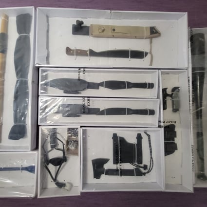 Police display the weapons seized in the raid. Photo: Handout