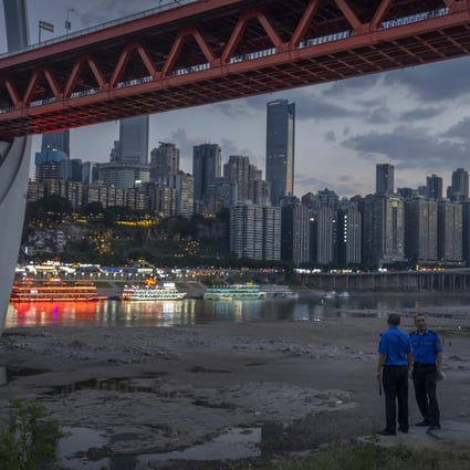The dry riverbed of the Jialing River, a tributary of the Yangtze, in southwestern China’s Chongqing Municipality. Chinese developers owed as much as U$5 trillion as of the second quarter of 2021, according to Japanese bank Nomura. Photo: AP