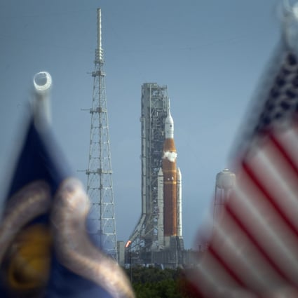 Nasa’s Space Launch System rocket with an Orion capsule, part of the Artemis 1 mission, sits on the launch pad at the Kennedy Space Centre in Merrit Island, Florida, on September 3. Photo: EPA-EFE
