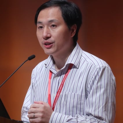 Chinese scientist He Jiankui speaking in Hong Kong at a human genome conference in November 2018, the same month he revealed his work on gene-edited babies. Photo: Sam Tsang