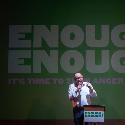 Dave Ward, general secretary of the Communication Workers Union, speaks at the first in a series of 50 rallies across Britain organised by the union-led group Enough Is Enough, in London, on August 17. Photo: Bloomberg