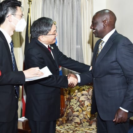 Kenyan President William Ruto greeting Liu Yuxi, China’s special representative on African affairs, in Nairobi. Photo: Handout