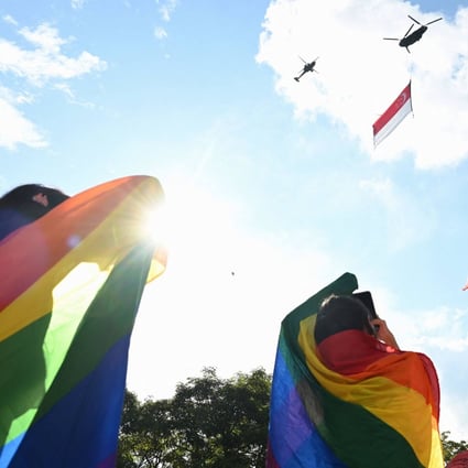 Supporters attend the annual “Pink Dot” event in a public show of support for the LGBT community at Hong Lim Park in Singapore. Photo: AFP/File