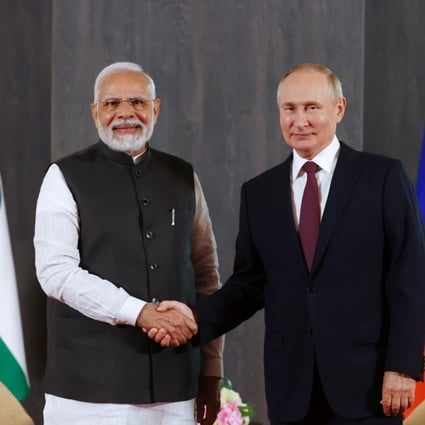 Russian President Vladimir Putin meets with Indian Prime Minister Narendra Modi on the sidelines of the 22nd Shanghai Cooperation Organisation Heads of State Council Summit in Uzbekistan. Photo: EPA-EFE