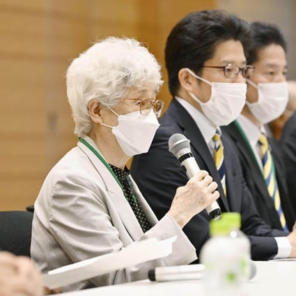 Japanese mother Sakie Yokota, 86, at a press conference in May. Her daughter Megumi was abducted by North Korea in 1977 at the age of 13. Photo: Kyodo