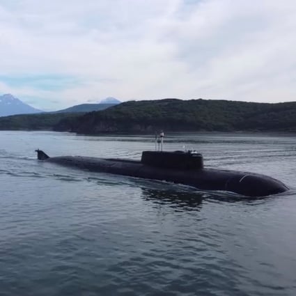 A Russian nuclear-powered submarine sailing during the military drills Umka-2022 in the Chukchi Sea opposite Alaska. Photo: Reuters