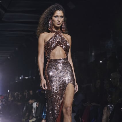 Bella Hadid modelling Tom Ford’s latest collection at New York Fashion Week. Photo: AP Photo