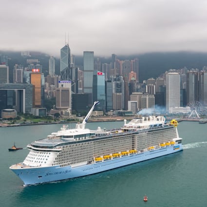Royal Caribbean’s Spectrum of the Seas steams into Hong Kong’s Victoria Harbour. Photo: SCMP.