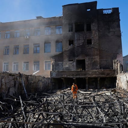 A man walks through the ruins of a building destroyed by shelling in Kadiivka, Ukraine’s Luhansk region. Photo: Reuters