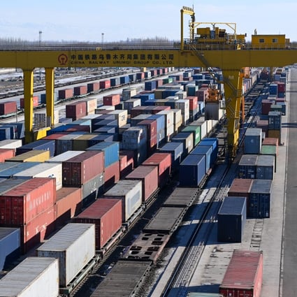 Shipping containers in Horgos, a port in China’s Xinjiang Uygur autonomous region. Photo: Xinhua