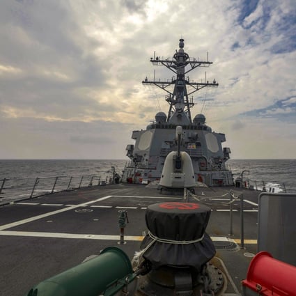The USS Higgins, an Arleigh Burke-class guided-missile destroyer, was jointed by a Canadian frigate as it sailed through the Taiwan Strait on Tuesday. Photo: US Navy