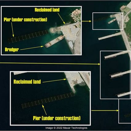 Imagery of the Yulin naval base on the southern tip of China’s Hainan Island was taken July 31. Image: Google; Maxar Technologies
