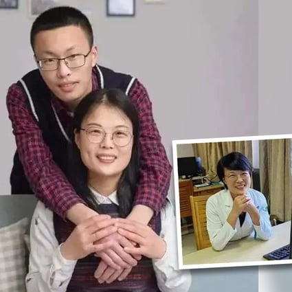 Chen Lan (pictured bottom centre and in inset), a nurse with 29 years of experience, has gone viral after fulfilling a life-long dream of going to university and is attending the same school as her son (pictured top centre). Photo: SCMP composite