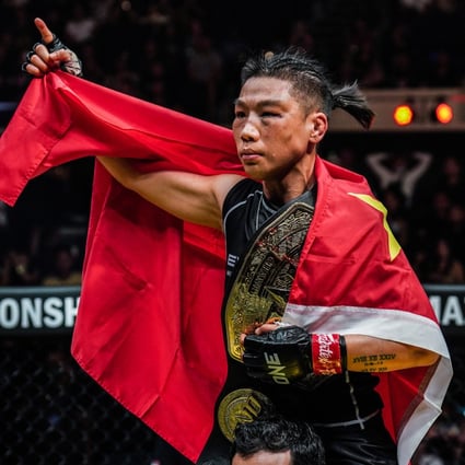 Xiong Jingnan celebrates a decision victory over Angela Lee at ONE on Prime Video 2.  Photos: ONE Championship. 