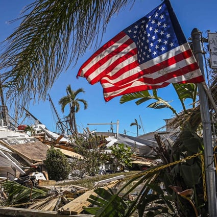 Part of a destroyed mobile home park is seen in the aftermath of Hurricane Ian in Fort Myers Beach, Florida, on Friday. Photo: AFP