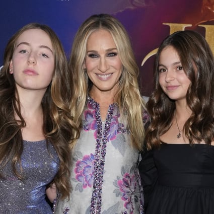 Sarah Jessica Parker, centre, and her 13-year-old daughters Marion Loretta Elwell Broderick, left, and Tabitha Hodge Broderick attend the premiere of Hocus Pocus 2 at AMC Lincoln Square on September 27, in New York. Photo: Invision/AP Photo