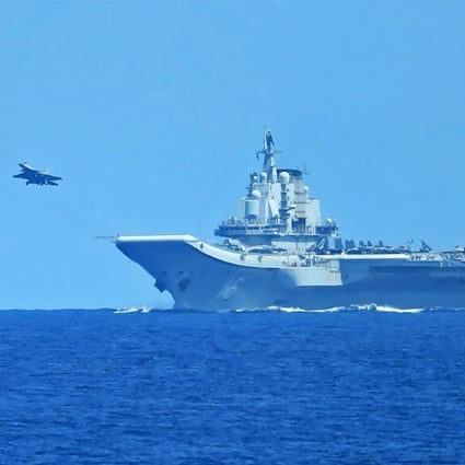 A fighter jet takes off from China’s Liaoning aircraft carrier. Chinese and US vessels have regularly warned each other during American operations in the South China Sea. Photo: Japan Ministry of Defence