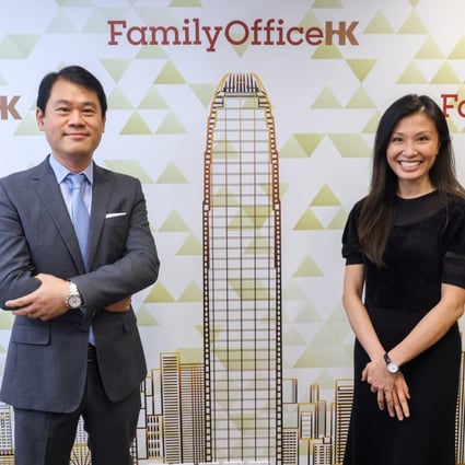 InvestHK family office leaders Dixon Wong (left) and Christine Ho, pictured at Fairmont House in Central on October 6, 2022. Photo: SCMP / Dickson Lee