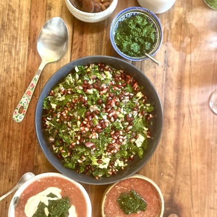 Vegan Mediterranean dishes prepared in a class at Olive Leaf on Lamma Island in Hong Kong. Chef and instructor Ayelet Idan aims to promote the therapeutic benefits of cooking. Photo Kylie Knott