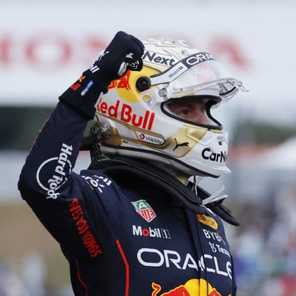 Red Bull’s Max Verstappen celebrates winning the race. Photo: Reuters