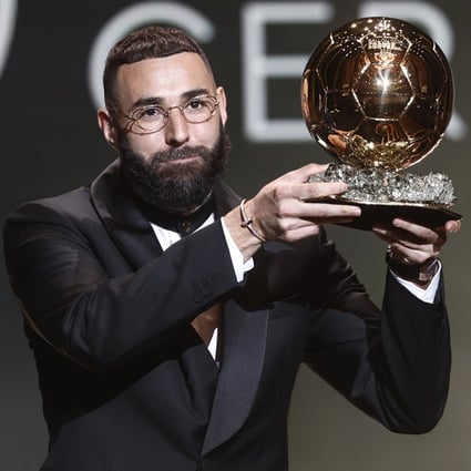 Real Madrid’s Karim Benzema celebrates after winning the 2022 Ballon d’Or. Photo: Reuters