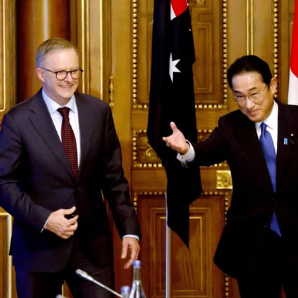 Japanese Prime Minister Fumio Kishida (right) with his Australian counterpart Anthony Albanese during their meeting in Tokyo. File photo: AP