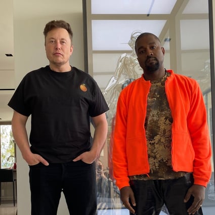Elon Musk and Kanye West in 2021 at SpaceX headquarters. Photo: @ye/Twitter