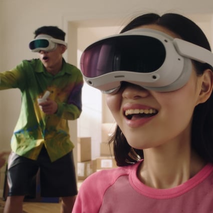 A promotional poster showing people using the Pico 4 VR headset. Photo: Handout